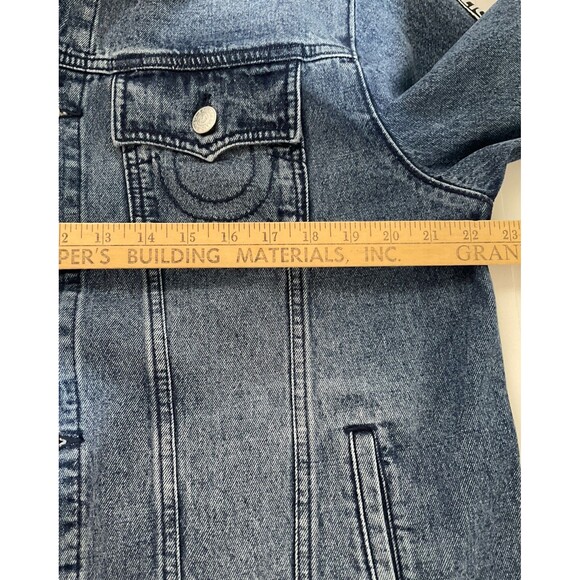 True Religion Denim Trucker Jacket Men's L Medium Wash Tape Logo NEW MSRP$179 - Picture 13 of 15
